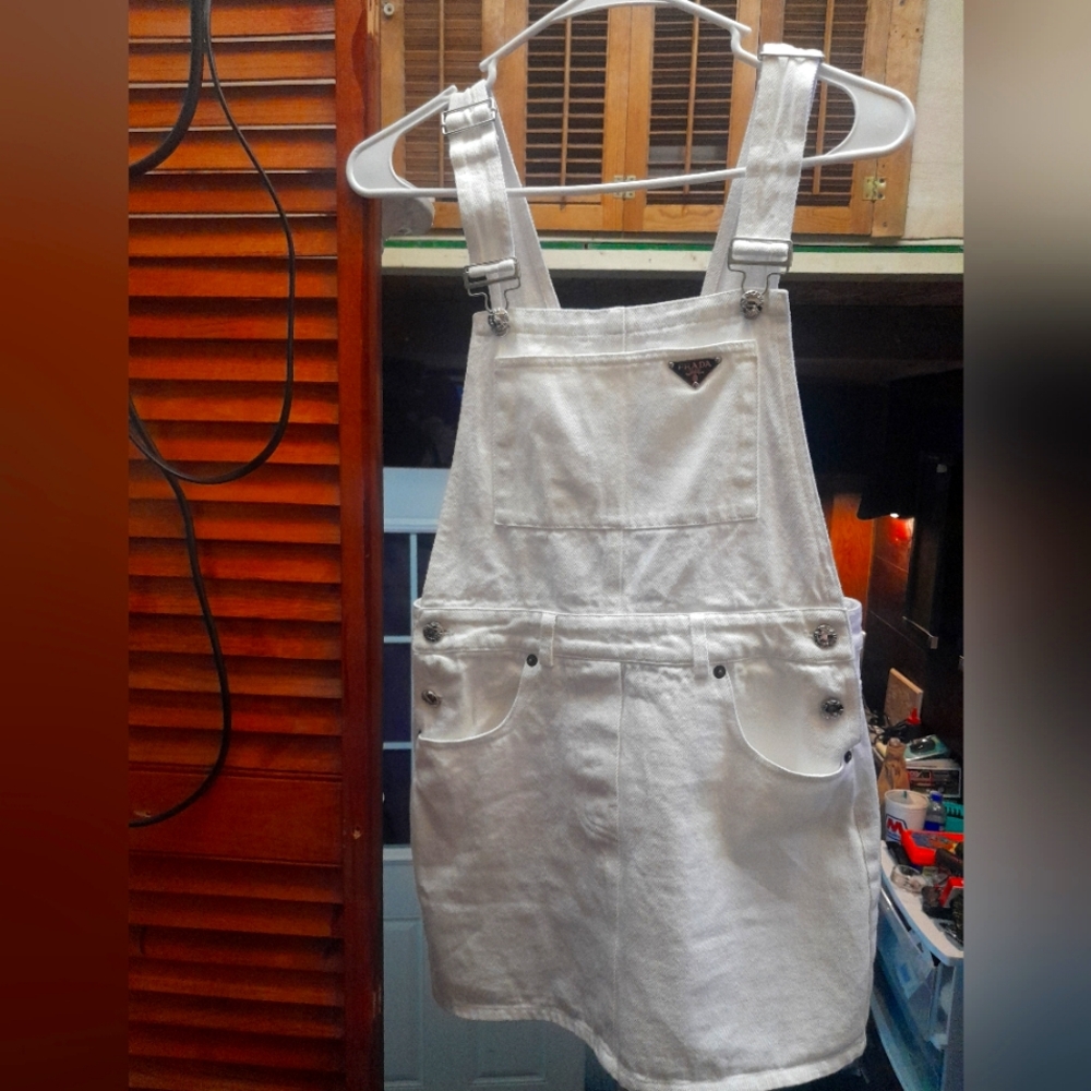 Prada Bull Denim Bib Mini Dress